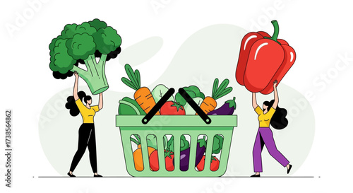 Healthy eating and fresh produce selection for a balanced diet and wellness promotion