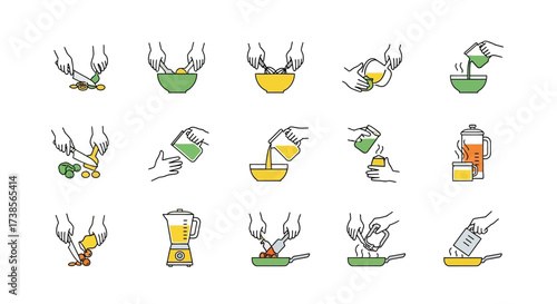 Detailed Visual Guide to Ingredient Preparation and Cooking Techniques for Culinary Creations