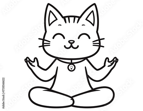 Peaceful Cat in Meditation Pose.