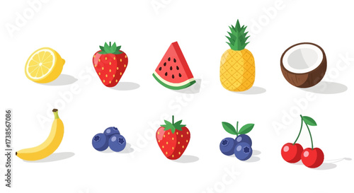 A Delicious Assortment of Fresh Healthy Fruits Including Strawberries Blueberries Bananas Watermelon Pineapple and Cherries For a Wholesome Diet