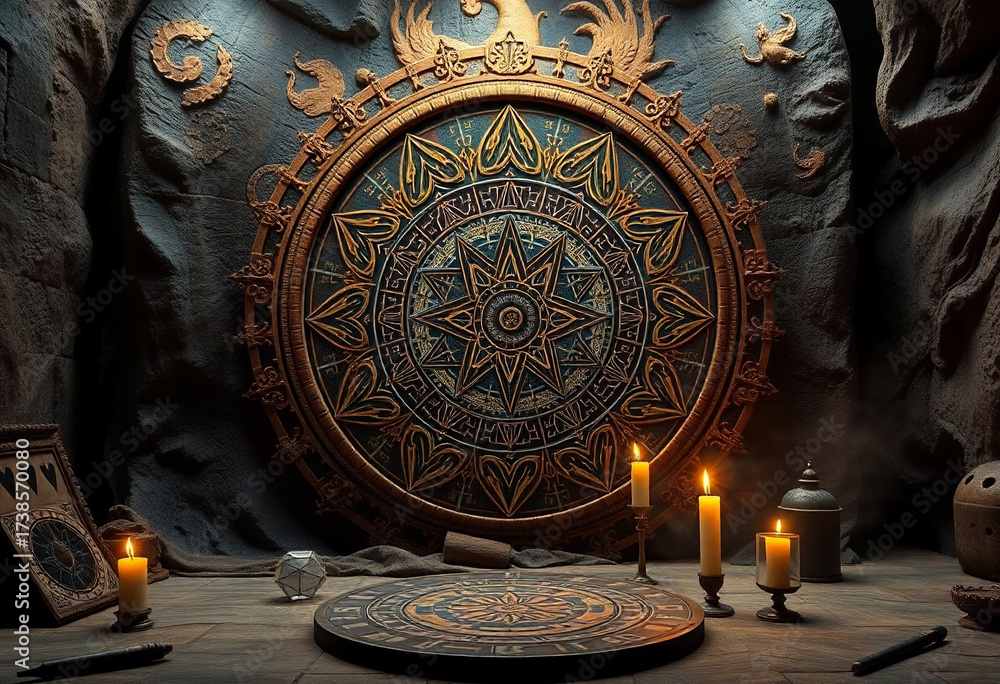 Fototapeta premium Esoteric Background Backdrop For Magic Astrology Alchemy