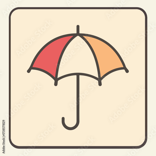 Monoline Umbrella Icon in Subdued Colors