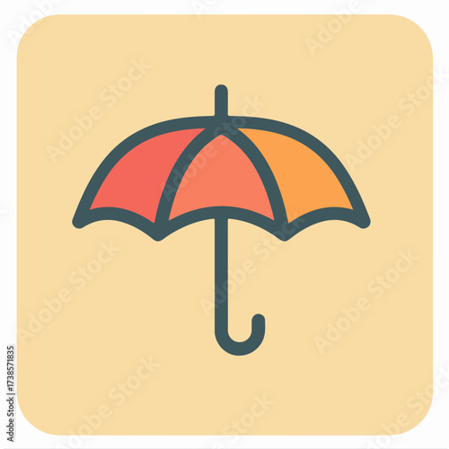 Minimalist Umbrella Monoline Icon in Muted Colors