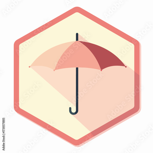 Minimalist Umbrella Icon in Soft Colors