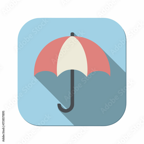 Sleek Umbrella Icon in Flat Design