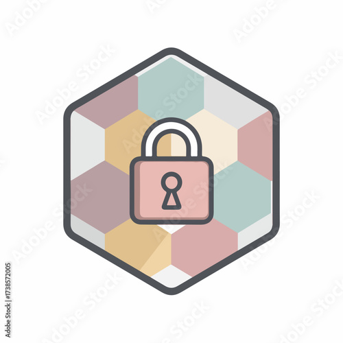 Minimal Geometric Unlock Icon in Soft Tones