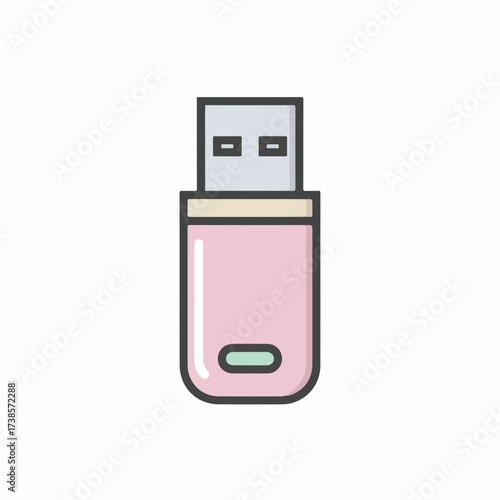 Minimalist USB Drive Icon in Pastel Colors