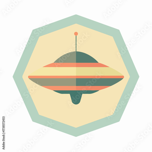 Vibrant UFO Icon in Soft Pastel Colors
