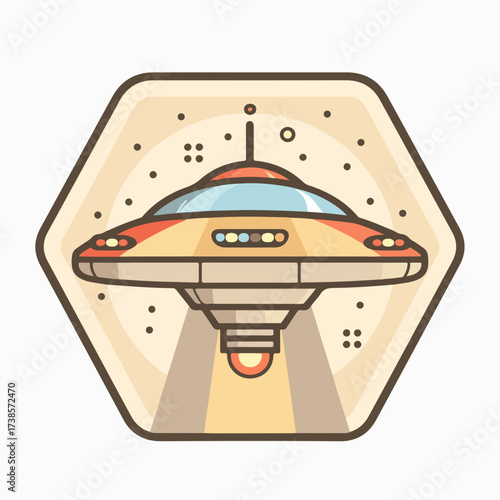 Minimalist UFO Icon in Soft Pastel Tones