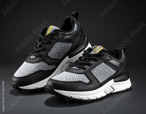 Stylish Black and Gray Sneakers for Everyday Wear.