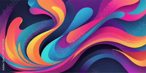 Bright colorful abstract wave illustration with swirl lines and curve pattern for modern design wallpaper art