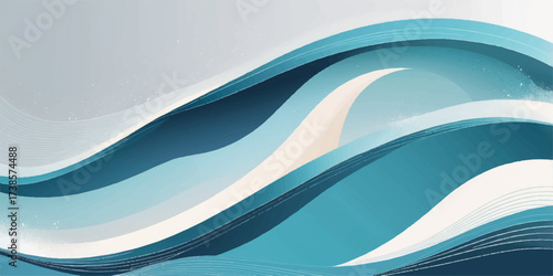Abstract blue wave background illustration with futuristic curved lines and light pattern texture design