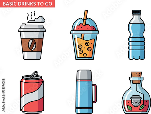 Collection of Basic Drinks To Go Icons