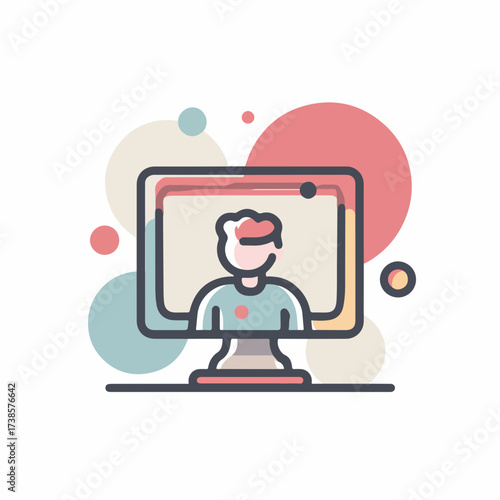 Sleek Video Call Icon in Flat Design