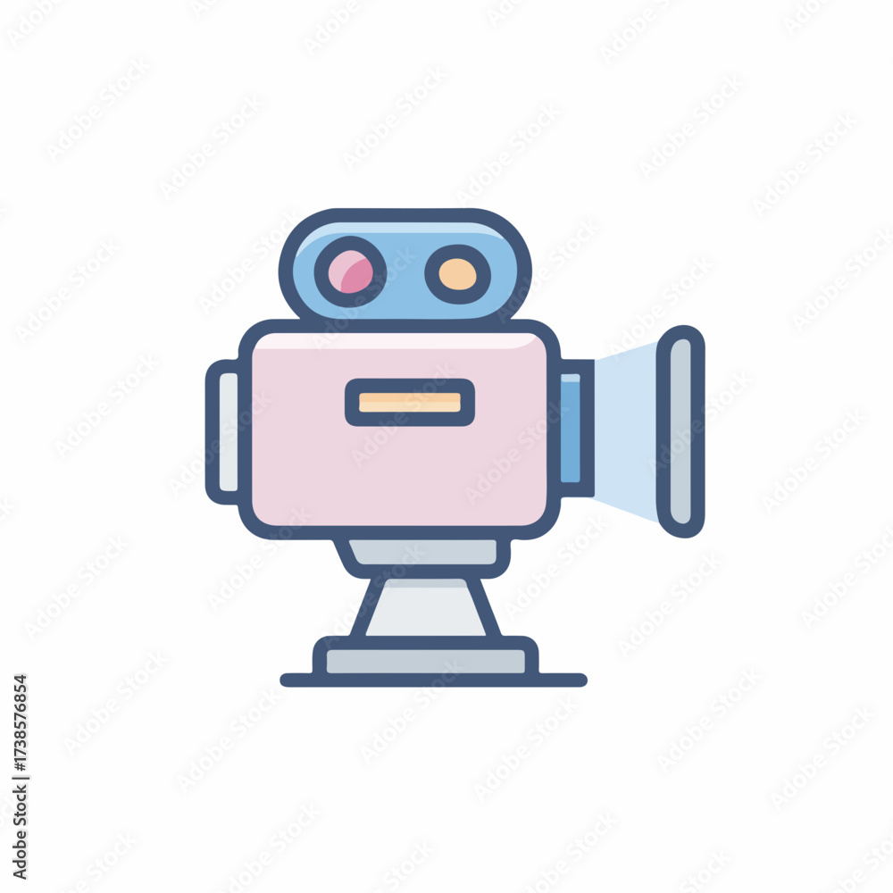 Fototapeta premium Minimal Video Camera Icon in Pastel Tones