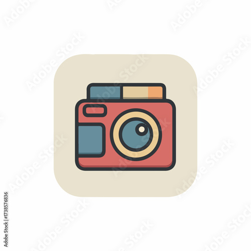 Minimalistic Video Camera Icon in Muted Style
