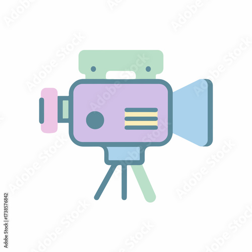 Minimal Video Camera Icon in Pastel Colors