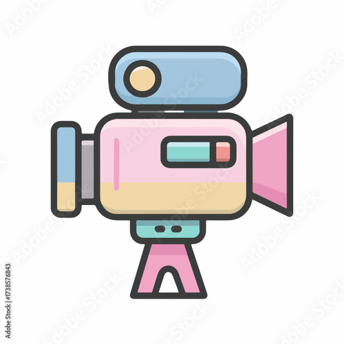 Minimal Video Camera Icon in Pastel