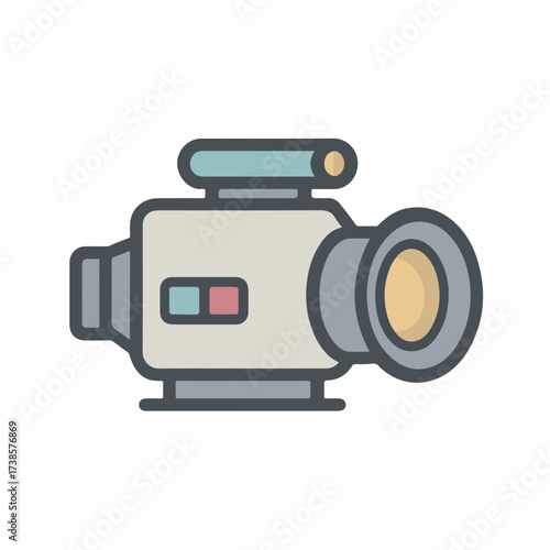Sleek Video Camera Thin-Line Icon Design