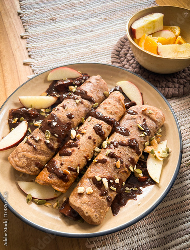 Healthy whole wheat vegetarian vegan crepes