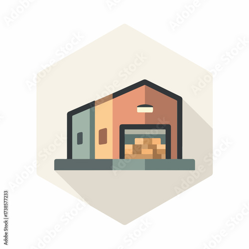 Warehouse Organization Icon in Muted Colors