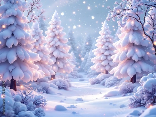 Winter wonderland snow scene christmas trees snowy landscape christmas holiday winter season background image on transparent background