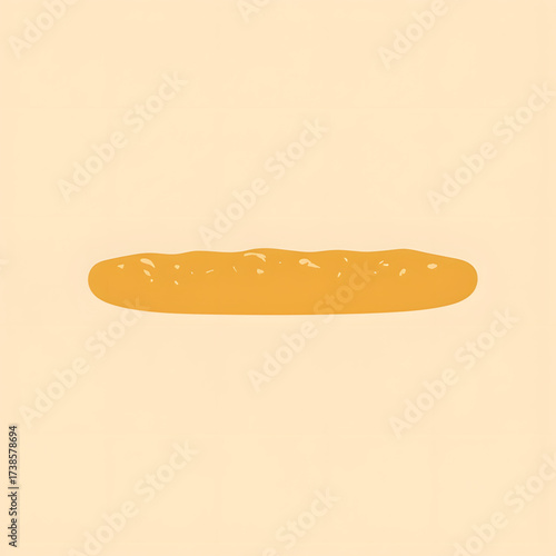 Minimal flat baguette illustration, golden color, clean vector style