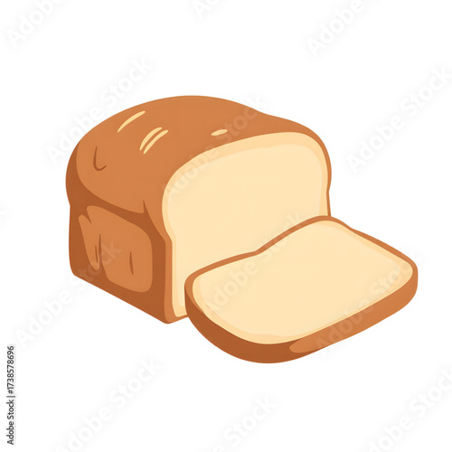 Sliced loaf of bread icon on transparent background, culinary simplicity