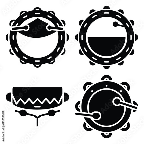 tambourine Icon set Vector Art, Icons and Graphics Icon set Vector Art, Icons and Graphics