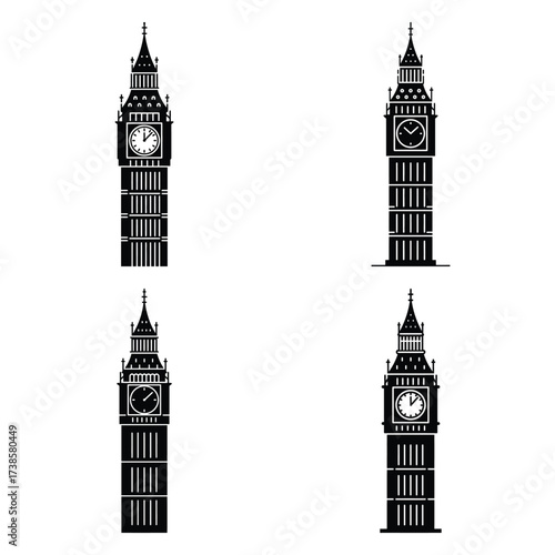 big ben tower Icon set Vector Art, Icons and Graphics