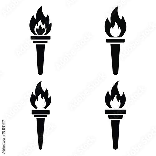 fire torch Icon set Vector Art, Icons and Graphics