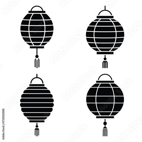 paper lantern Icon set Vector Art, Icons and Graphics