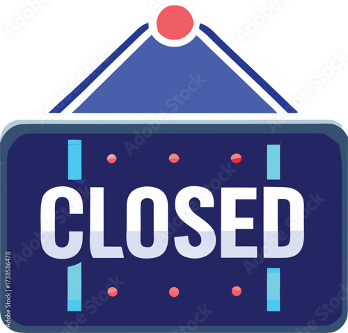 Closed Sign Flat Vector Icon, Minimalist Business Status Symbol for Mobile Apps UI/UX, Website Design, and Retail Communication on White Background.

