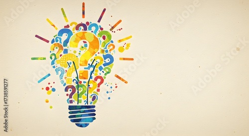 Illuminating Ideas Lightbulb of Questions Showcasing Creative Solutions and Innovation
