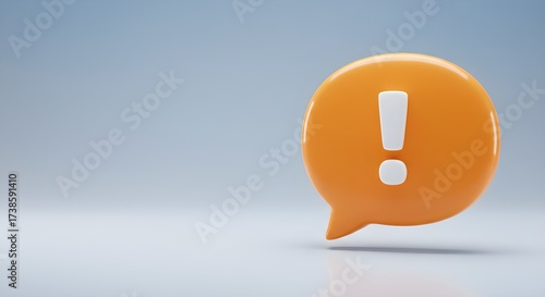 Important Notification Orange Speech Bubble with White Exclamation Point on Soft Background