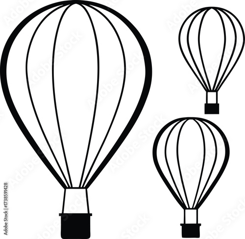 Colorful hot air balloon vector illustration flying in the sky