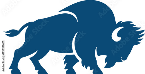 Minimalist silhouette logo of a strong buffalo
