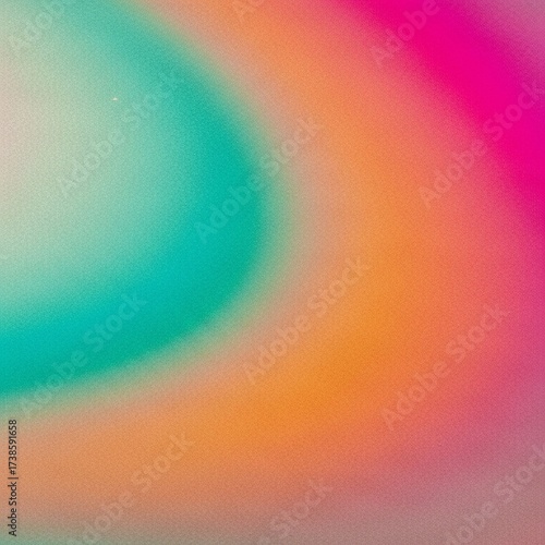 Abstract gradient of teal, orange, and pink colors.