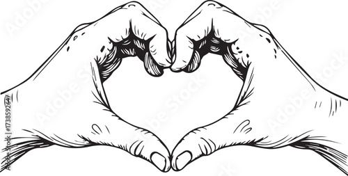 Heartfelt Gesture: Two hands gracefully form the universal symbol of love, their fingers perfectly aligned in a tender expression of affection and care, creating an intimate.