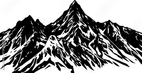 Black and White Alpine Landscape Logo