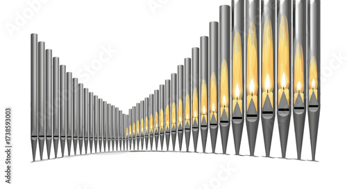 Pipe Organ's Architectural Symphony: An artistic display of the pipe organ, its meticulously crafted pipes harmonizing in a visual symphony, evoking a sense of grandeur and the power of sound.