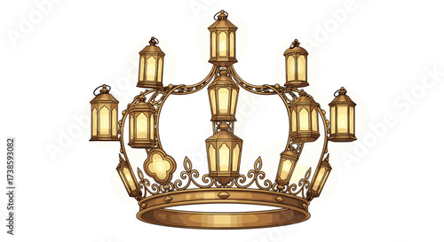 Regal Radiance: An artistic representation of an illuminated crown, shimmering with a golden glow and symbolizing royalty, power, and prestige.