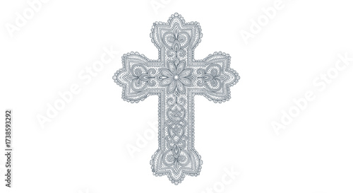 Ornate Religious Symbol: An intricate, meticulously crafted cross, a symbol of faith and devotion, rendered with exquisite detail and embodying a sense of reverence and spirituality.