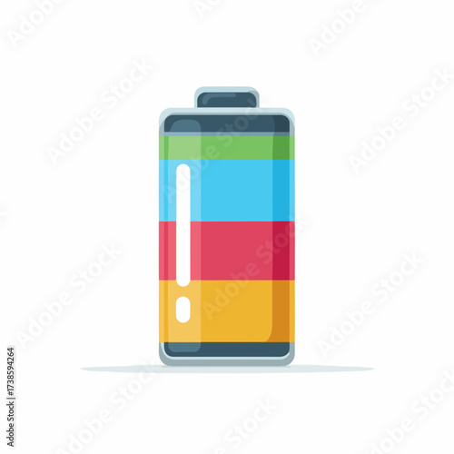 Colorful Battery Icon in Flat Design