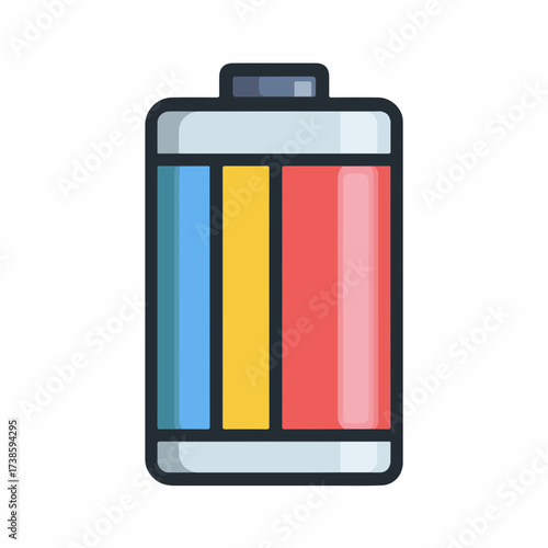 Colorful Battery Icon in Flat Design