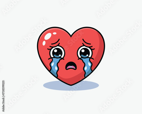 Crying heart isolated on white background