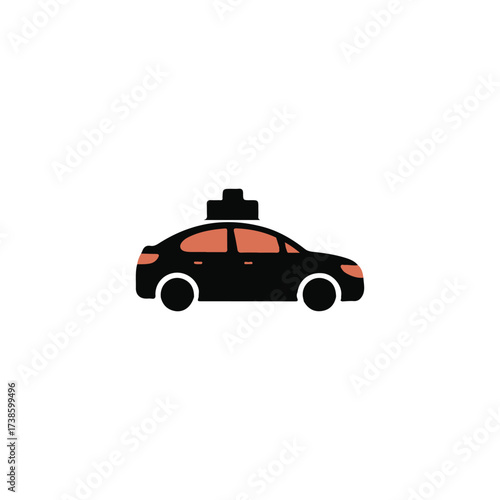 Simple black silhouette of a sedan car with a roof rack illustration