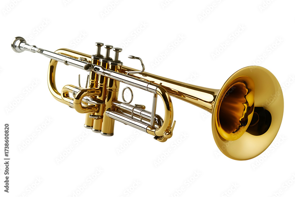 Obraz premium Gold Trumpet image isolated on a transparent background