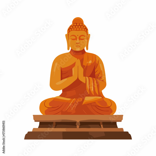 Minimalist Buddha Statue Flat Icon Design