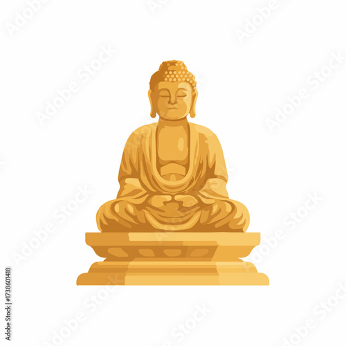 Minimalistic Buddha Statue Flat Vector Illustration